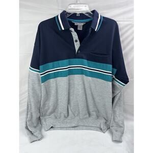 Vintage Static International Polo Preppy Rugby Pull Over Color Block 90’s Large